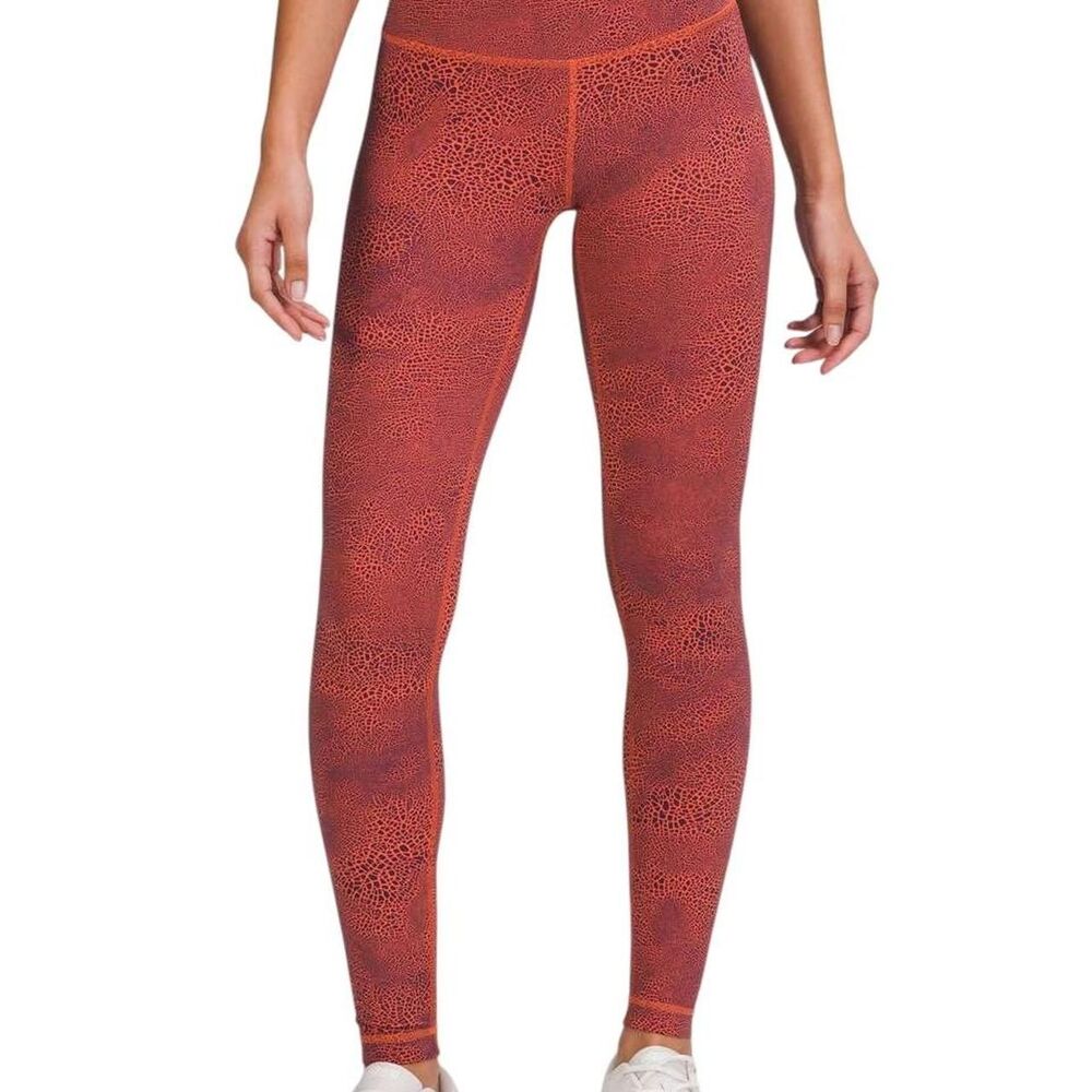 Lululemon Wunder Train High-Rise Tight 28" in Crackle Vintage Orange Larkspur